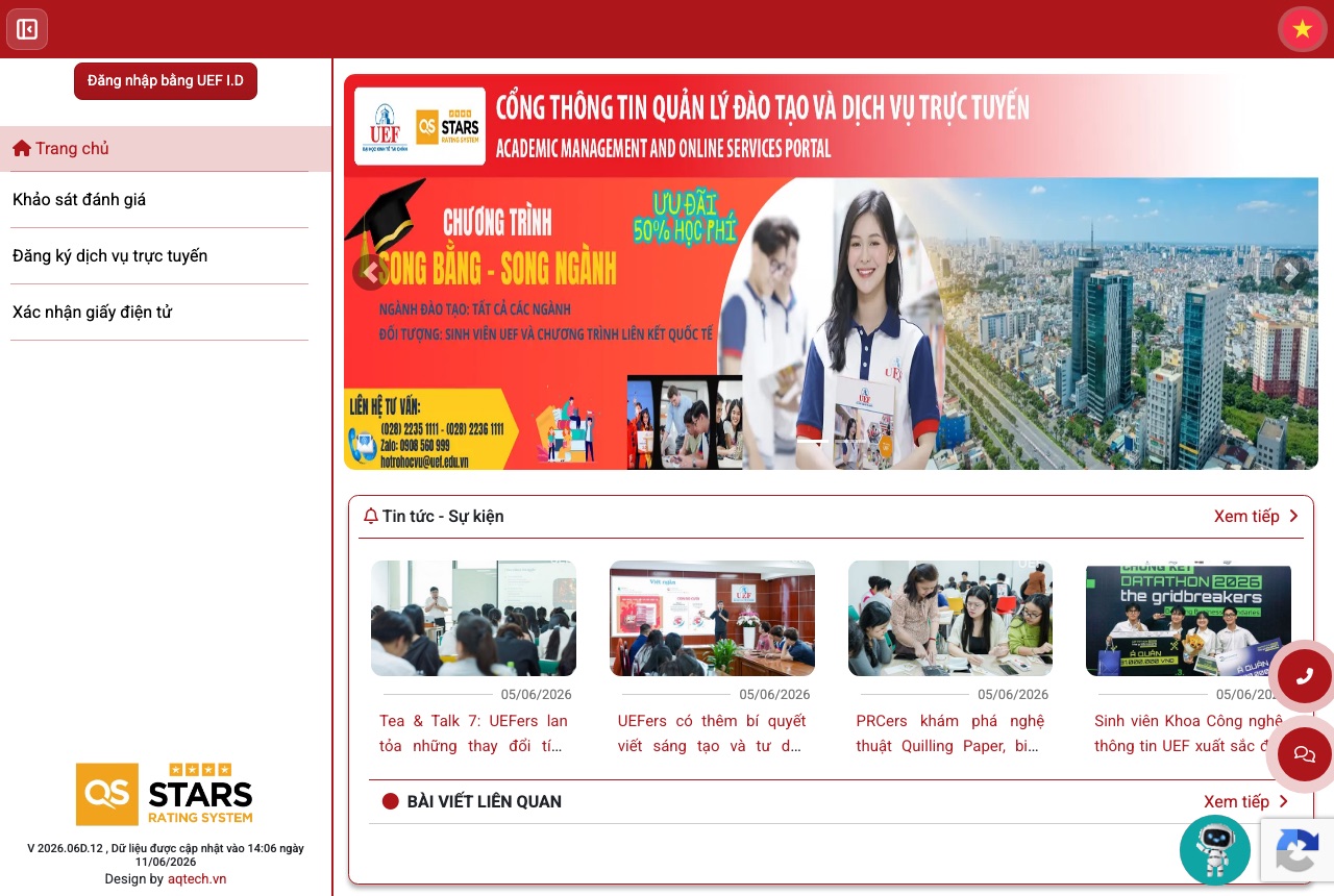 Cổng thông tin đào tạo UEF