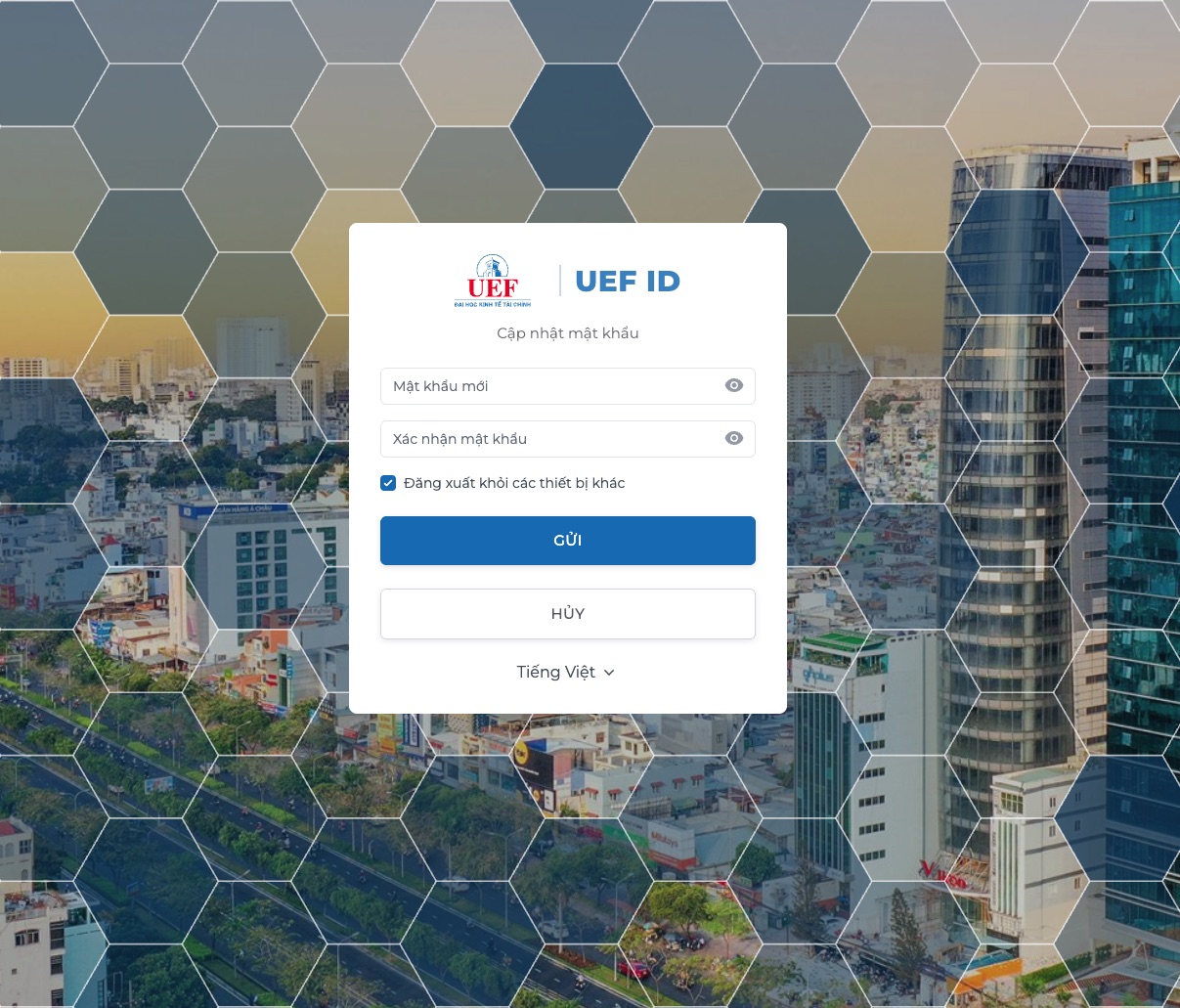 Biểu mẫu cập nhật mật khẩu