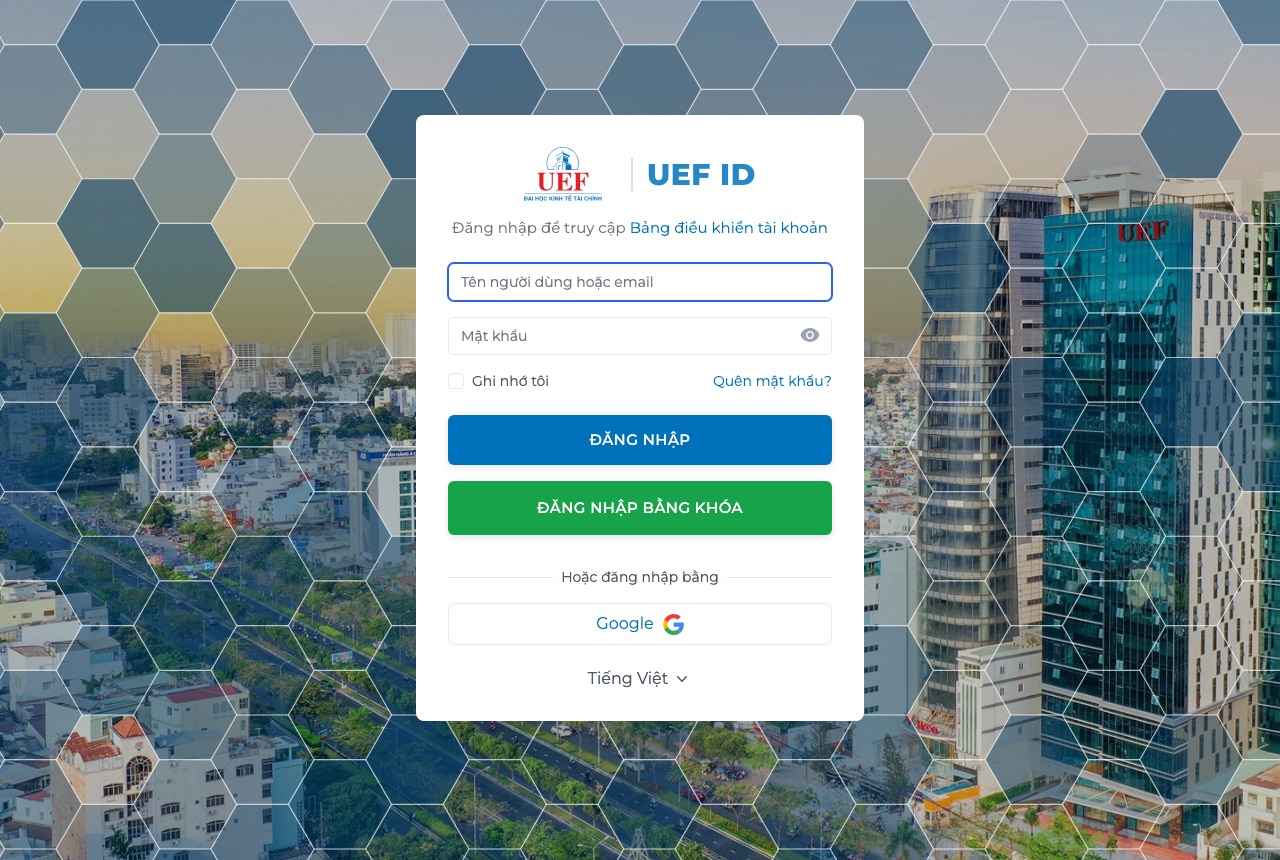 Trang đăng nhập UEF ID